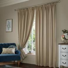 Laura Ashley Lille Stripe Pencil Pleat Curtains - Beige