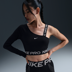 Sølv - Træningstøj Toppe Nike Pro Shine Dri-FIT Croptop - Sort/Hvid