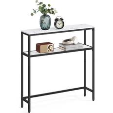 Steel Console Tables Vasagle ULNT130W59 Marble White/Ink Black Console Table 20.1x80cm