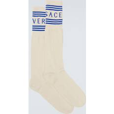 Versace Socks Versace Logo Cotton-Blend Socks - White