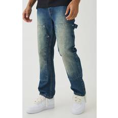 boohooMAN Straight Leg Carpenter Jeans - Blue