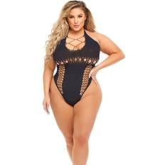 Pink Lipstick Hot Too Handle Bodysuit - Black