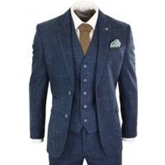 Grey Suits 3 Piece Tweed Herringbone Vintage Classic Suit - Charcoal