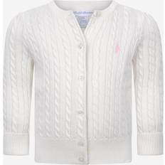 Ralph Lauren Trøjer Børnetøj Ralph Lauren Logo-embroidered Cable-knit Cotton Cardigan 9 Months - Warm White