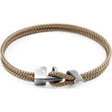 Beige Bracelets Anchor & Crew Brixham Silver Rope Bracelet Sand Brown