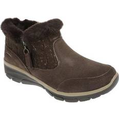 Faux Fur Walking Shoes Skechers Relaxed Fit Cozy Inn Boots - Brown