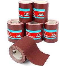 Power Tool Accessories SHALL Sandpaper Roll Set 5 Rolls, 9.3cm x 5m, 60/80/120/180/240 Grit, Aluminium Oxide Abrasive Sanding Paper for