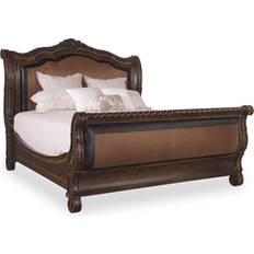 Beds Valencia King Upholstered Sleigh Bed - Brown