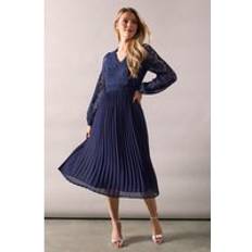 Clothing Wallis Occasion Lace Pleated Midi Dress - Navy