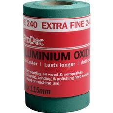 Power Tool Accessories Prodec 5m Roll 240 Grit Extra Fine Grade Green Aluminium Oxide Abrasive Sanding Paper for Sanding Wood, Paint, Plaster, Filler, Metal and More, 115mm Wide