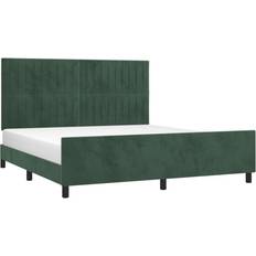 Senge & Madrasser vidaXL uden Madras Mørkegrøn 160x200 cm Fløjl Sengeramme