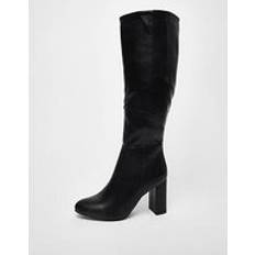 Faux Leather High Boots Quiz Wide Fit Black Faux Leather Knee High Boots