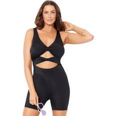 Swimsuits For All Plus Size Women's Double Knot Front Body Suit - Black