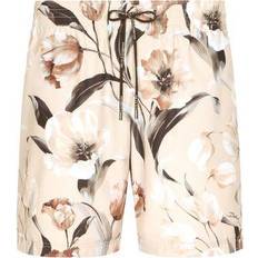 Dolce & Gabbana Beige Swimwear Dolce & Gabbana Floral Printed Swim Trunks Man Beachwear Print