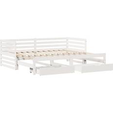 Senge & Madrasser vidaXL Daybed Med Skuffer 90x200 cm Massivt Fyrretræ Hvid