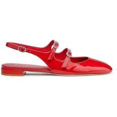 Morado Bailarinas Stuart Weitzman Claris Mary Jane Slingback Flats - Red/Cherry