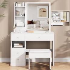 RIDFY Makeup Vanity with 5 Drawers & Shelves Dressing Table