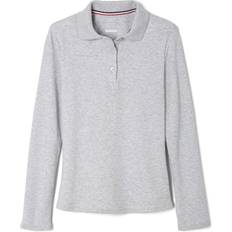 Gray Polo Shirts French Toast Girls Long Sleeve Interlock Polo - Grey