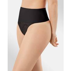 Black - Women Girdles Maidenform Tame Your Tummy Shaping Lace Thong - Cool Comfort