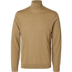 Selected Homme Overdele Selected Homme Slhtray Ls Knit Merino Roll Neck Noos - Khaki Green