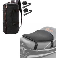Craftride Set: Rucksack VG8 Hecktasche Vintage 35Ltr inkl. Spanngurte schwarz Gel Sitzkissen Universal Komfortkissen schwarz schwarz-schwarz