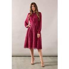 Clothing Wallis Occasion Lace Fit Flare Midi Dress - Pink