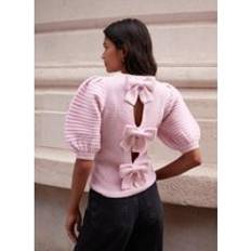 Clothing Mint Velvet Pink Wool Blend Bow Back Knit Top