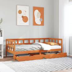 200cm - 90cm Beds Daybed with Drawers 90x200 cm Wax Brown