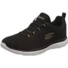 Skechers Damen Laufschuhe Skechers Summits Leopard Spot Sneakers - Black Mesh Rose Gold