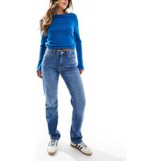 Only Jane Mid Waist Straight Leg Jeans - Blue Wash