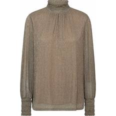 Dame - Guld Bluser Mos Mosh Ximena Glam Ls Blouse - Mourning Dove