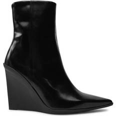 Lack Ankelboots Calvin Klein Leather Wedge Ankle Boots - Black