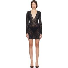 Fleur Du Mal Le Stretch Lace Plunge Minidress - Black