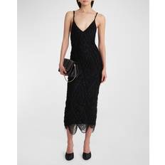 Ferragamo Midi Dresses Ferragamo Midi Silk Cord Jacquard Dress - Black