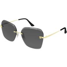 Cartier Dam Solglasögon Cartier Brown Gradient Butterfly Ladies Sunglasses CT0147S 001 61 - Gold Tone