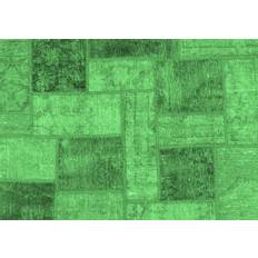 Ahgly Company Indoor Rectangle Patchwork Emerald Green Area Rug 7 x 10