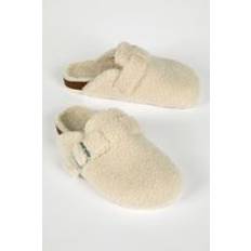 Shoes Roman Sherpa Borg Mule Slippers - Cream