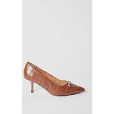 Wallis Wide Fit Ezra Snaffle Detail Mid Heel Court Shoes - Dark Tan