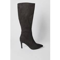 Stiletto Boots Wallis Holland Stiletto Pointed Knee High Boots - Natural Black