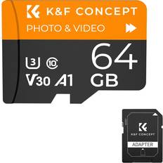 K&F Concept SD Memory Card 64 GB Extreme SD Card U3, V30, A1, C10, UHS-1 4K with Adapter for DSLRs/Drone/Webcam/Trail Camera etc Generally Available 64G SD