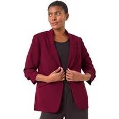 Purple - Woman Blazers Roman Ruched Sleeve Stretch Blazer - Wine