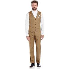 Green Suits Msadgy Men's Linen Suit Vest Pants Set - Khaki