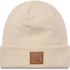 Beige - Femme Bonnets New Era Winter Beanie - Patch York Yankees Beige