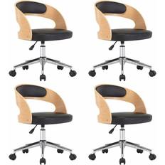 vidaXL 3054918 Black/Light Brown Kitchen Chair 74.5cm 4pcs