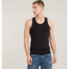 Stoff Tanktops T-Shirt Casual Bequem Sitzend - Schwarz