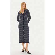 Tommy Hilfiger V Neck Striped Maxi Dress - Navy