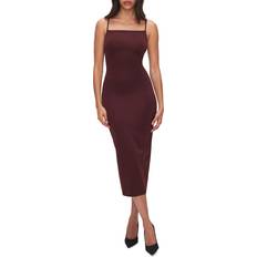 Good American Dresses Good American Spaghetti Scuba Midi Dress - Malbec003