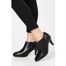 Faux Leather Ankle Boots Good For The Sole Wide Fit Marlon Buckle Detail Boots - Black