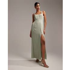 Clothing ASOS DESIGN Bridesmaid Sweetheart Button Back Detail Maxi Dress - Sage-Green