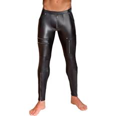 Narrow Matte Look Trousers with Zips 2140314 Black M